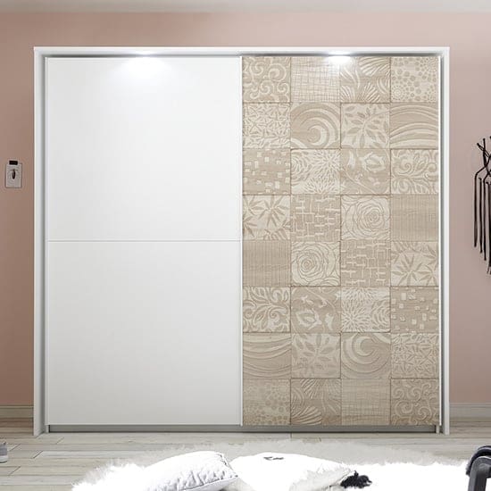 soxa led wooden sliding door wardrobe serigraphed sonoma oak