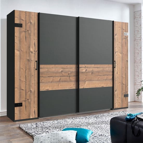 stockholm sliding door wardrobe silver fir graphite