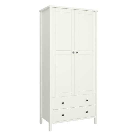 trams wooden wardrobe 2 doors 2 drawers off white