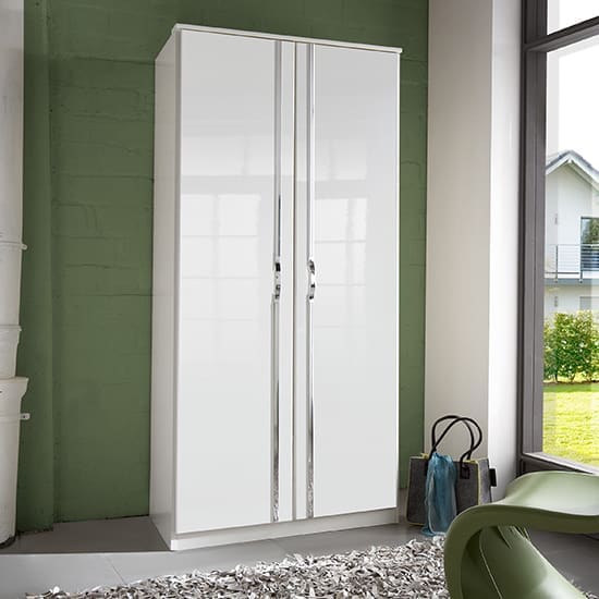 trio wooden wardrobe high gloss white