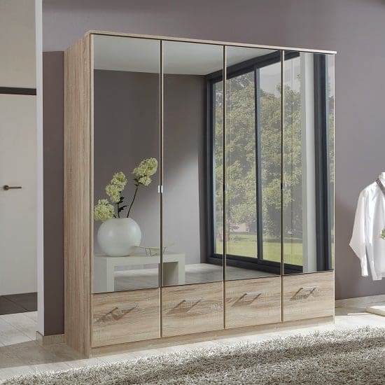 vista storage large mirrored robe oak effect