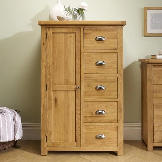 woburn wooden wardrobe oak with 1 door 5 drawers