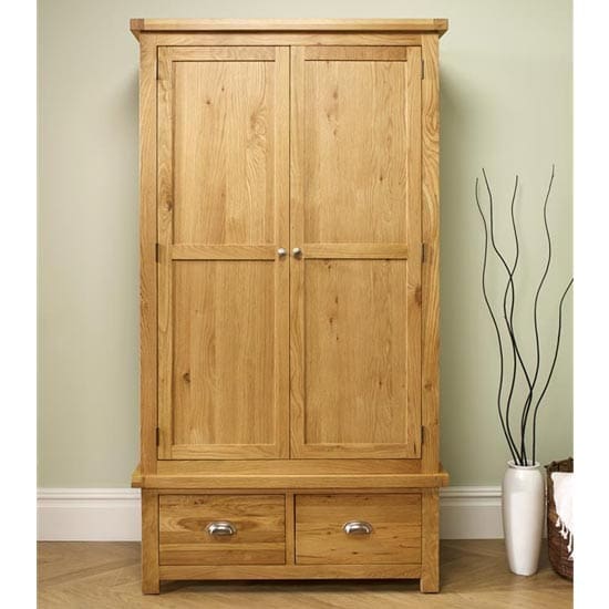 woburn wooden wardrobe oak with 2 doors 2 drawers