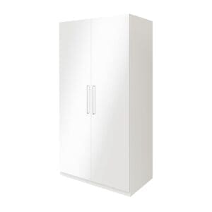 GoodHome Atomia Freestanding Gloss & Matt White 2 Door Large Double Wardrobe (H)1929mm (W)1000mm (D)596mm