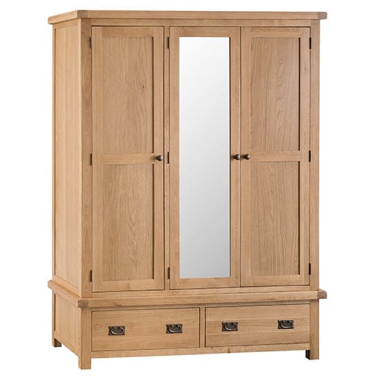 concan mirrored 3 doors wardrobe medium oak