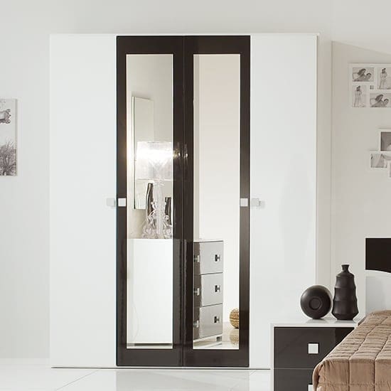 dafne wooden 4 doors wardrobe white black gloss lacquer