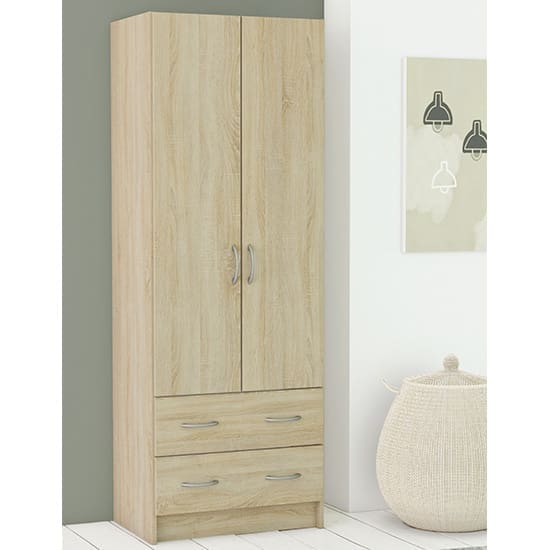 monale woonden 2 dr 2 dws wardrobe brushed oak n