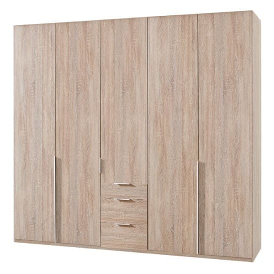 new york tall wooden 5 doors wardrobe oak