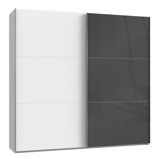 noyd mirrored sliding wide wardrobe grey white