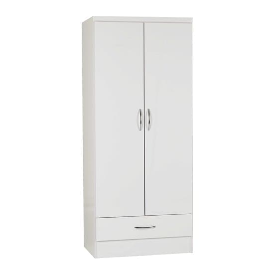 nunky wardrobe white high gloss 2 doors 1 drawers