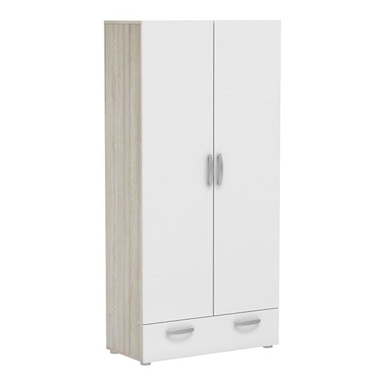 phad 2 dr 1 dw wardrobe shannon oak pearl white n