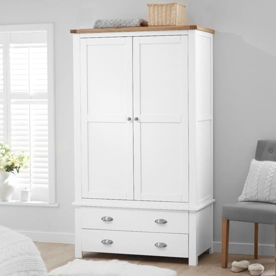 sandringhia 2 doors 2 drawers wardrobe oak white