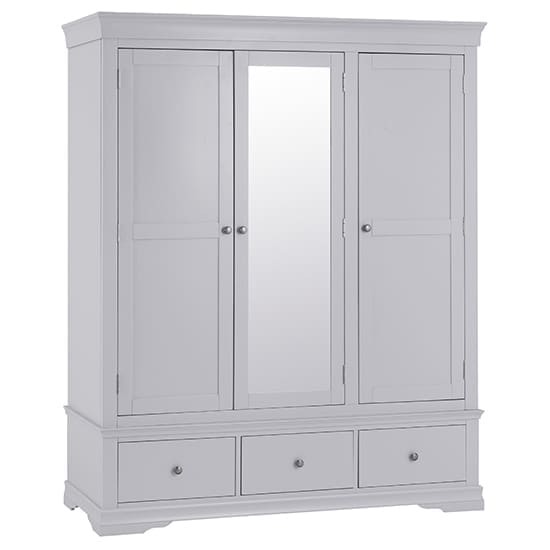 skokie 3 doors 3 drawers wardrobe grey