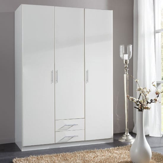 spectral tall 3 doors wardrobe white 2 drawers