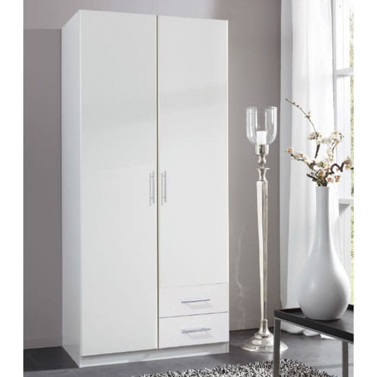 spectral wooden 2 doors wardrobe white 2 drawers