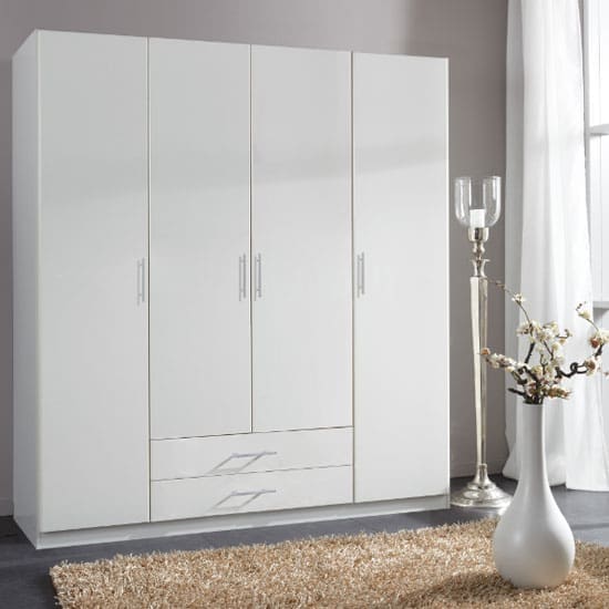 spectral wooden 4 doors wardrobe white 2 drawers