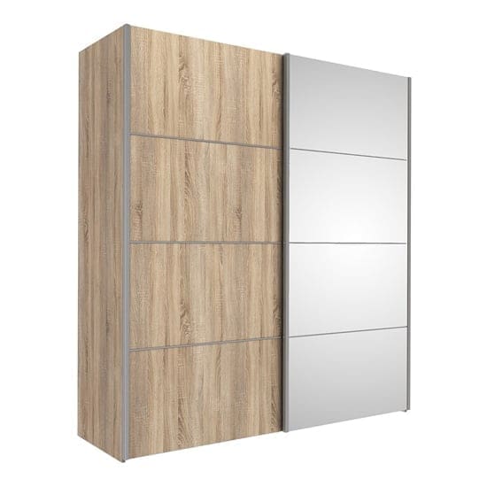 trek mirrored sliding doors wardrobe oak 2 shelves