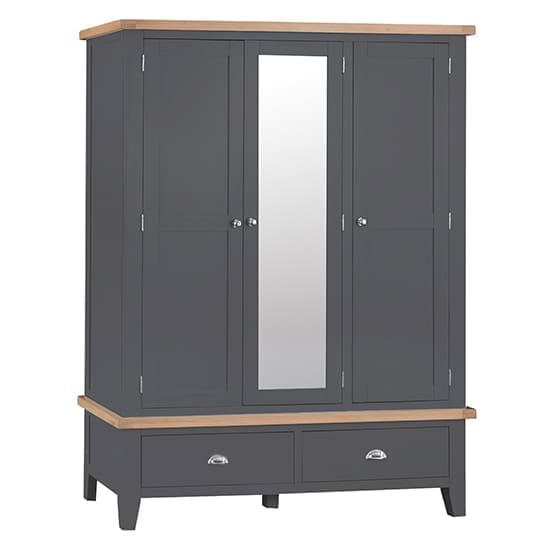 tyler mirrored 3 doors 2 drawers wardrobe charcoal