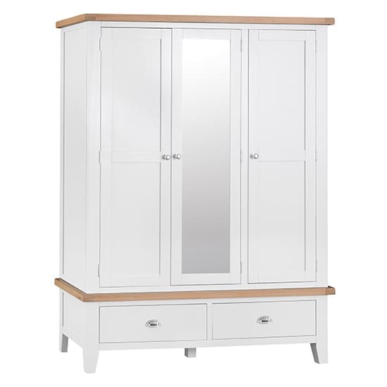 tyler mirrored 3 doors 2 drawers wardrobe white