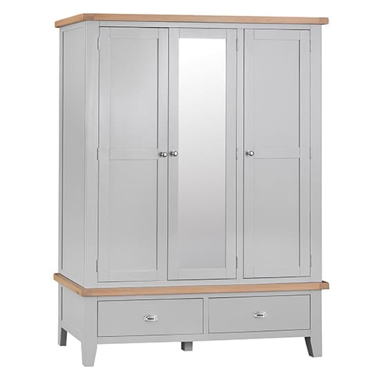 tyler mirrored 3 doors and 2 drawers wardrobe grey