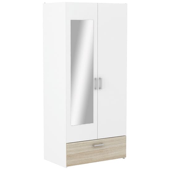 yedar mirrored 2 dr wardrobe shannon oak and pearl white n