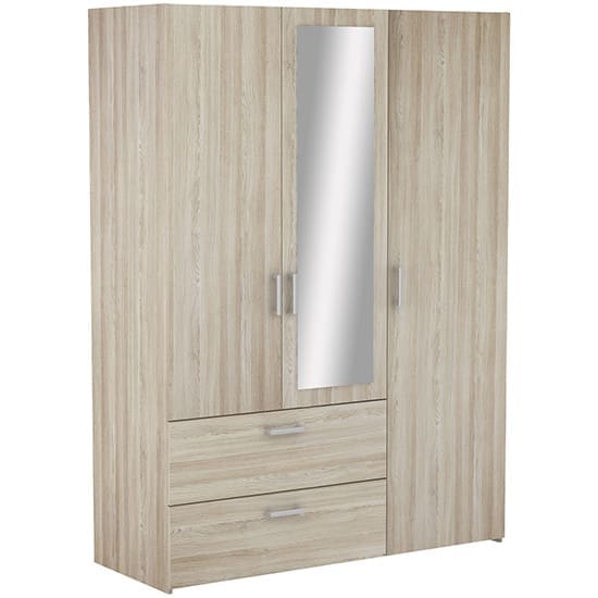 yedar mirrored 3 dr 2 drawers wardrobe shannon oak n